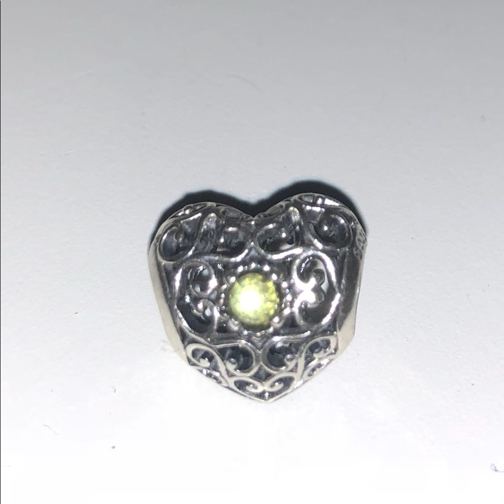 August Birth Stone Heart Pandora Charm